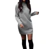 Warm mini dress with long sleeve