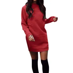Warm mini dress with long sleeve