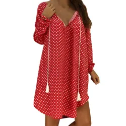 Mini polka dot dress with long sleeve