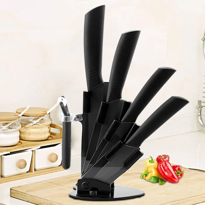 Ceramic knives set - peeler - holder