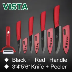 Ceramic knives set - peeler - holder