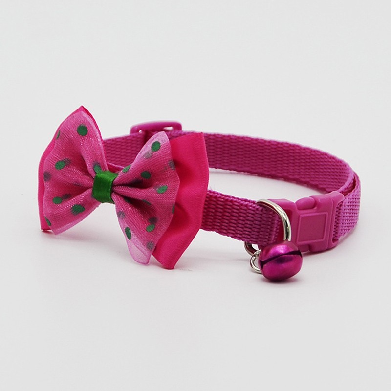 Adjustable pet collar with bowknot and bellCollars & Leads