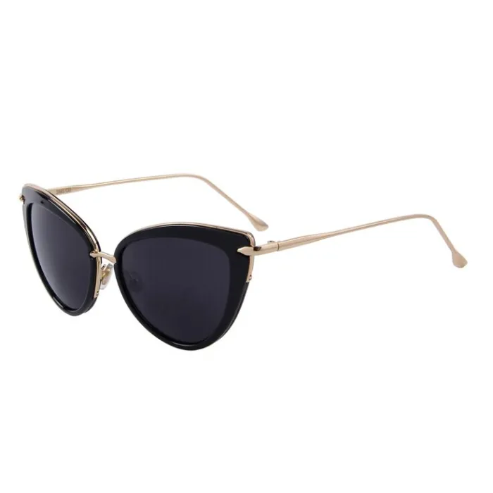 Retro cat eye - alloy frame - oval sunglasses - UV400