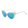 Retro cat eye - alloy frame - oval sunglasses - UV400