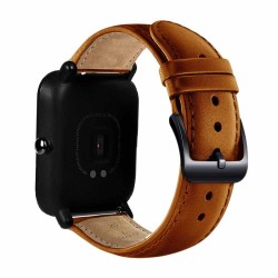 Leather watch band with black buckle for Xiaomi Huami Amazfit BipSmart-Wear