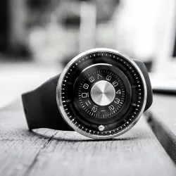 Ball rotation - stainless steel quartz watch with silicone strapWatches