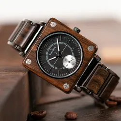 Sandalwood quartz modern watch