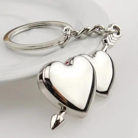 Double heart & arrow - keychain