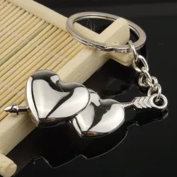 Double heart & arrow - keychain