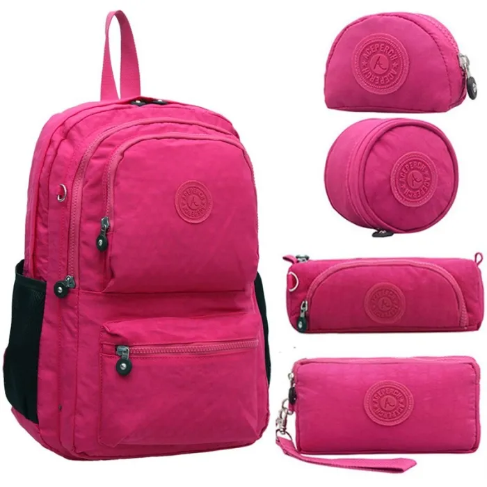 Waterproof nylon backpack 5 pcs set