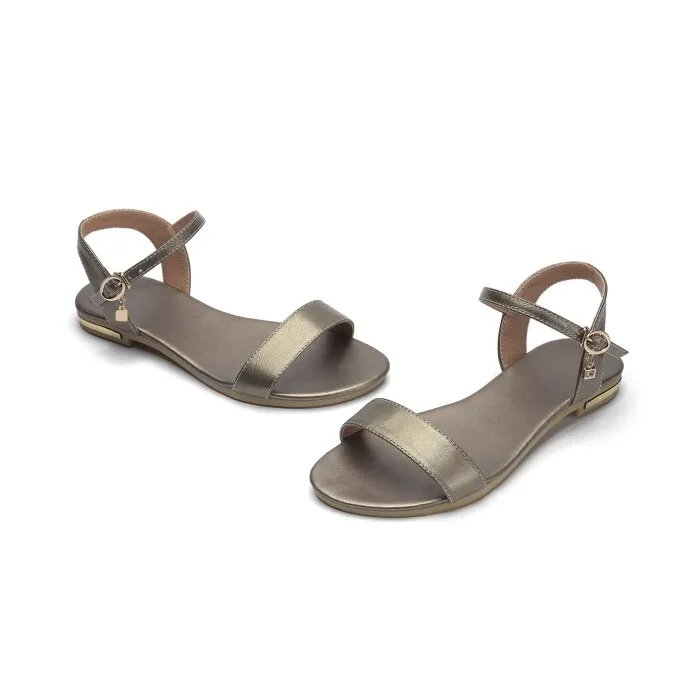 Genuine leather flat sandals