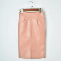 Elegant leather midi skirt