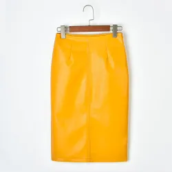 Elegant leather midi skirt
