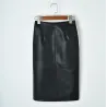 Elegant leather midi skirt