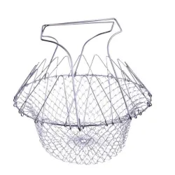 Foldable strainer - stainless steel mesh cooking basket