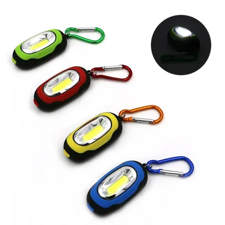 Mini COB LED 3-modes flashlight with karabiner