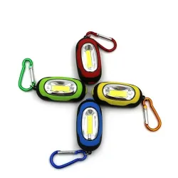 Mini COB LED 3-modes flashlight with karabiner