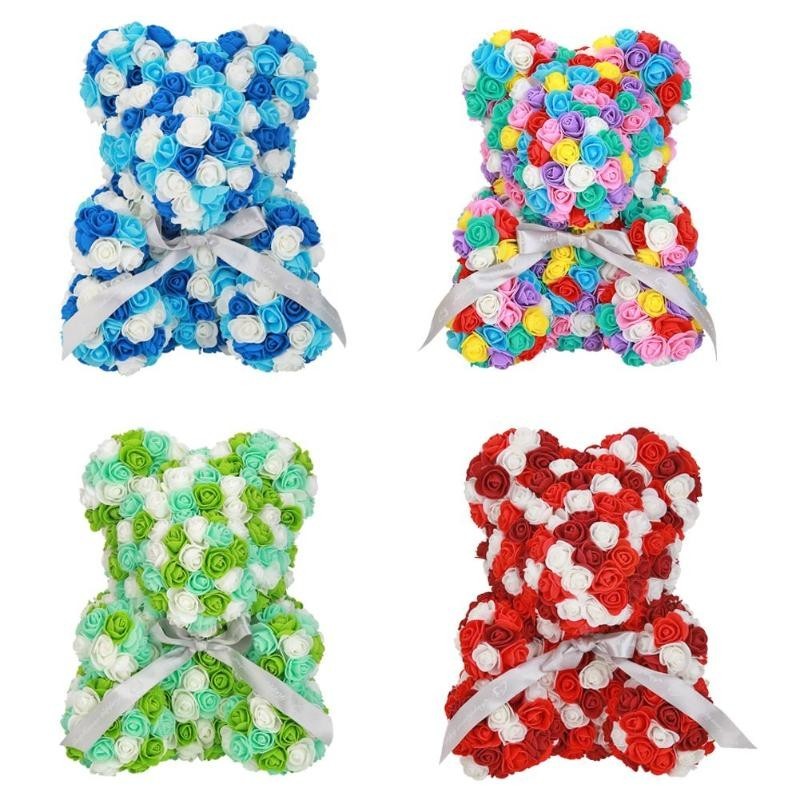 Infinity colorful rose flower teddy bear 40 cmValentine's day