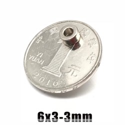 N35 - neodymium magnet - strong ring with hole - 6 * 3 * 3mm - 50 pieces