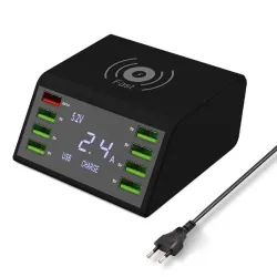 USB 60W LED display - multi-port wireless charger - quick charge 3.0Chargers