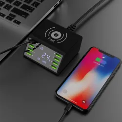 USB 60W LED display - multi-port wireless charger - quick charge 3.0Chargers