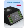 USB 60W LED display - multi-port wireless charger - quick charge 3.0Chargers