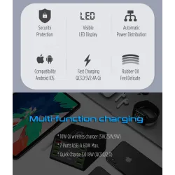 USB 60W LED display - multi-port wireless charger - quick charge 3.0Chargers