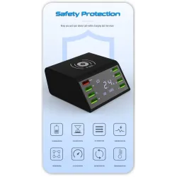USB 60W LED display - multi-port wireless charger - quick charge 3.0Chargers