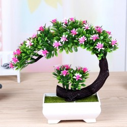 Japanese pink & purple flowers - artificial bonsai potArtificial flowers