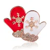 Christmas gloves - crystal brooch