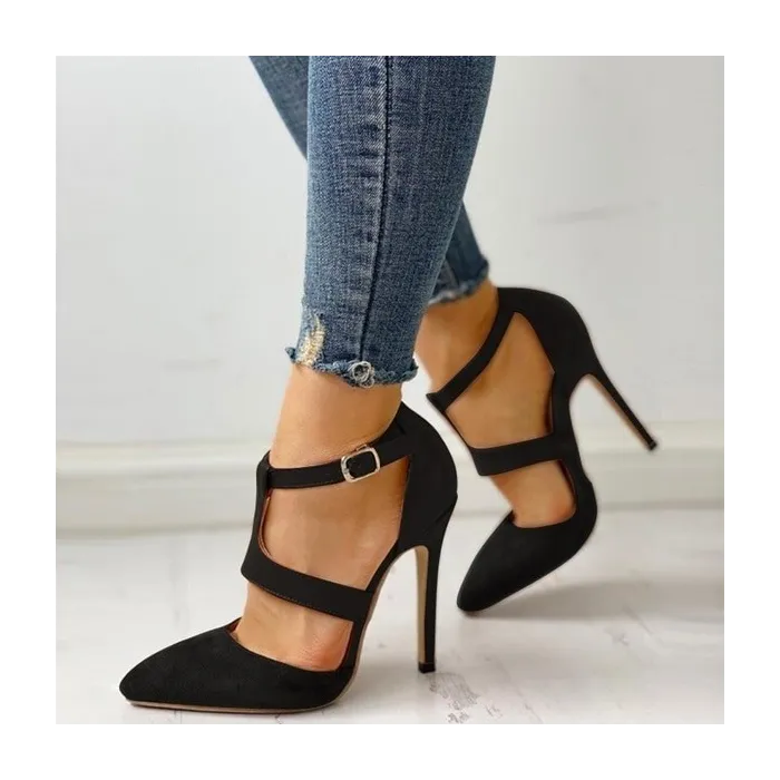 Elegant high heel pumps with buckle