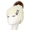 Warm winter wool hat with pom pom