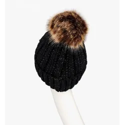 Warm winter wool hat with pom pom