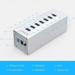 Orico A3H7 A3H10 A3H4 - aluminum high-speed splitter - 7-port - USB 3.0