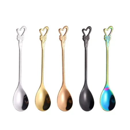 Heart & flower shape stainless steel spoon for tea & desserts
