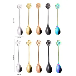 Heart & flower shape stainless steel spoon for tea & desserts