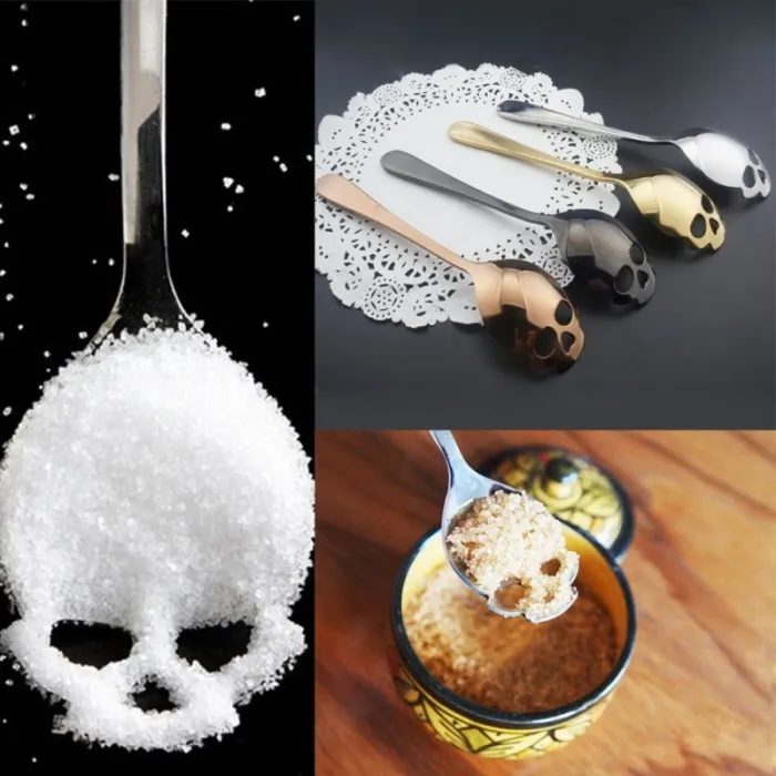 Skull shaped stainless steel spoon for tea & coffee & desserts