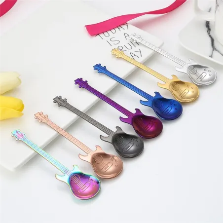 Stainless steel teaspoon with guitar for tea & coffee & desserts