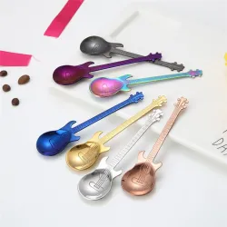 Stainless steel teaspoon with guitar for tea & coffee & desserts