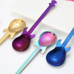 Stainless steel teaspoon with guitar for tea & coffee & desserts