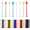 Stainless steel cocktail forks with a storage cup 9 pieces set