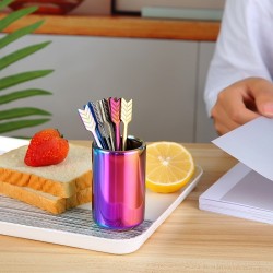 Stainless steel cocktail forks with a storage cup 9 pieces set