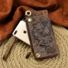 Dragon design - multifunction leather wallet with strap & zipperWallets