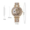 Luxury gold quartz watch with diamonds & leopard