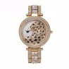 Luxury gold quartz watch with diamonds & leopard