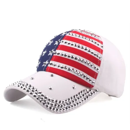 Baseball cap with USA flag & metal spikes - unisex