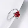 Gold & silver ring with red rose - adjustable
