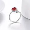 Gold & silver ring with red rose - adjustable