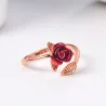 Gold & silver ring with red rose - adjustable