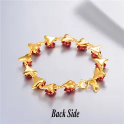 Gold & silver bracelet with red roses